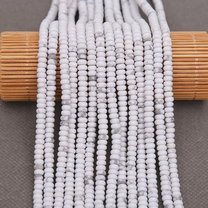 BONNY BOXX 1 Strand (150PCs) Natural 2 * 4mm Howlite Rondelle Beads, Natural Abacus Disk Stone Beads Loose Spacer Gemstone for DIY Bracelet Necklace Jewelry Making
