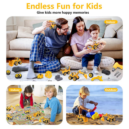 Trovogil Take Apart Construction Truck Excavator Toys for Kids Ages 3-8, STEM Learning Building Toys with Electric Drill & Puzzle Play, Educational Engineering Birthday for Boys Kids Toddlers
