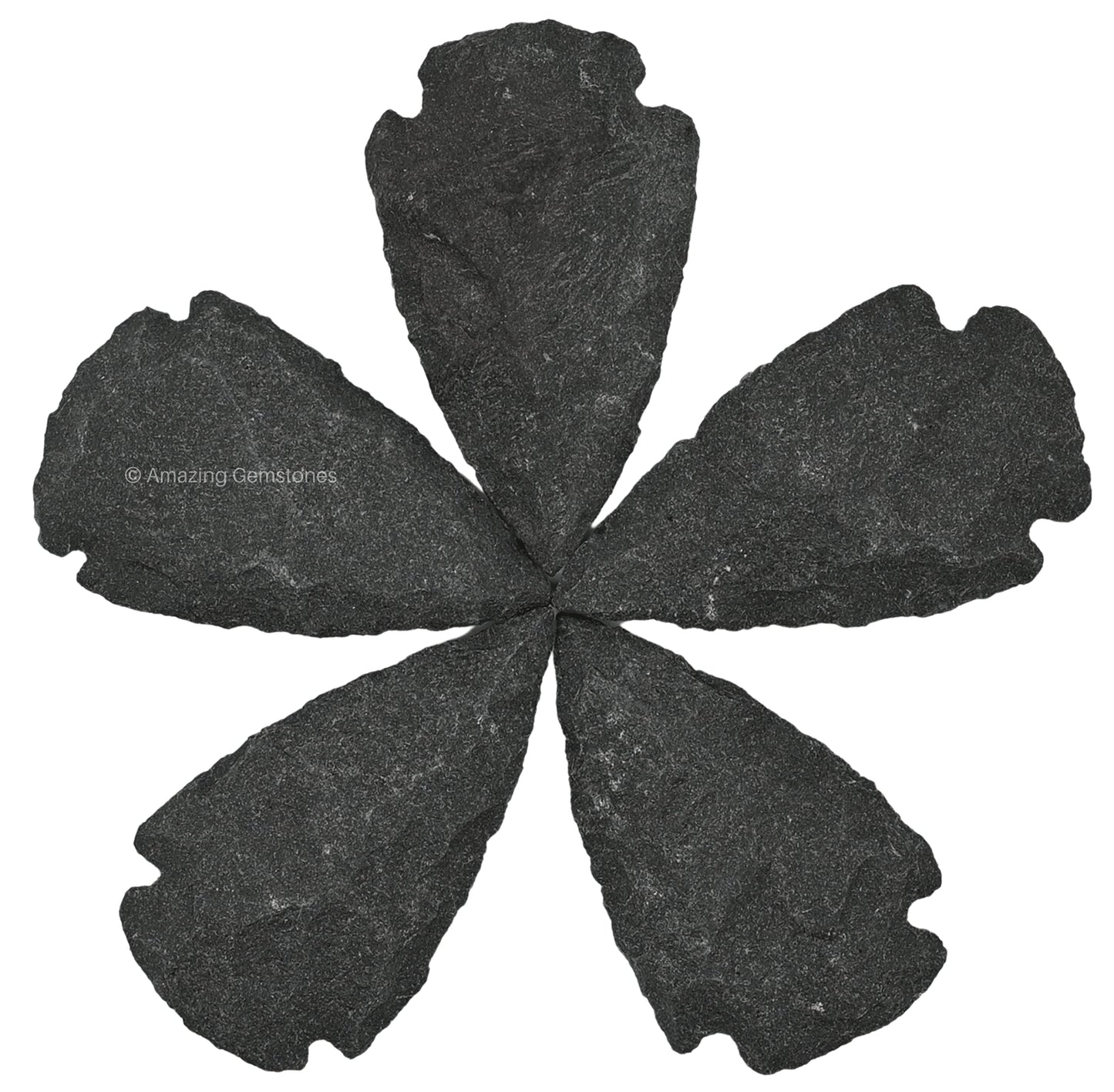 Amazing Gemstone 5 Pieces Black Agate Arrowhead, Crystal and Healing Stone Flint Rock Arrow Head - 1 to 1.5 Arrowheads for DIY Project Craft Point Jewelry Making