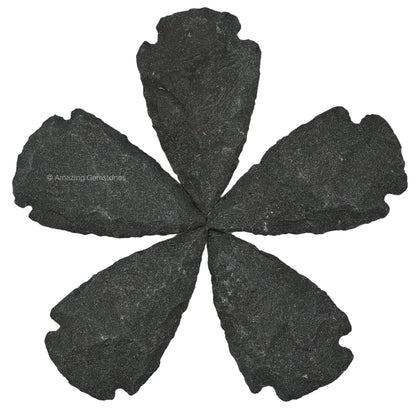 Amazing Gemstone 5 Pieces Black Agate Arrowhead, Crystal and Healing Stone Flint Rock Arrow Head - 1 to 1.5 Arrowheads for DIY Project Craft Point Jewelry Making