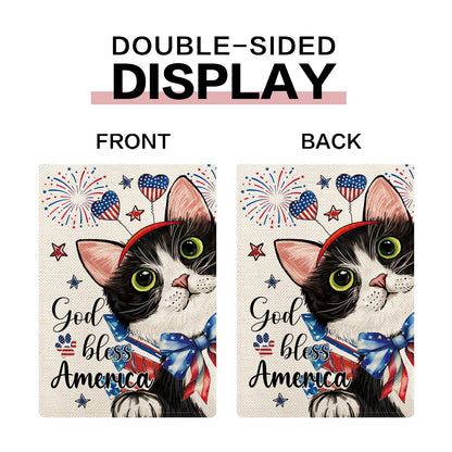 YOVOYOA Cute Black Cat Garden Flags for Outside Set of 12, Welcome Seasonal Garden Flags 12x18 Double Sided, Kitten Yard Flags for All Seasons and Holidays, Winter Spring Yard Flag for Holiday Decor