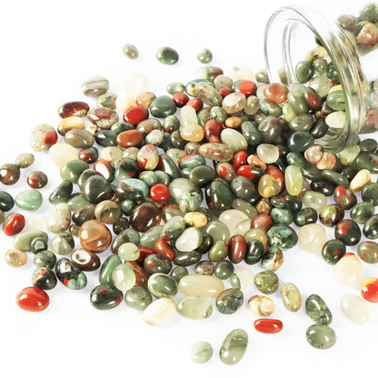 SMQ African Blood Stone Crystal Tumbled Chips Stone,Natural Gemstones Crushed Irregular Polished Healing Crystal Stones for Jewelry Making Home Flower Pot Fish Tank Decoration,1 lb