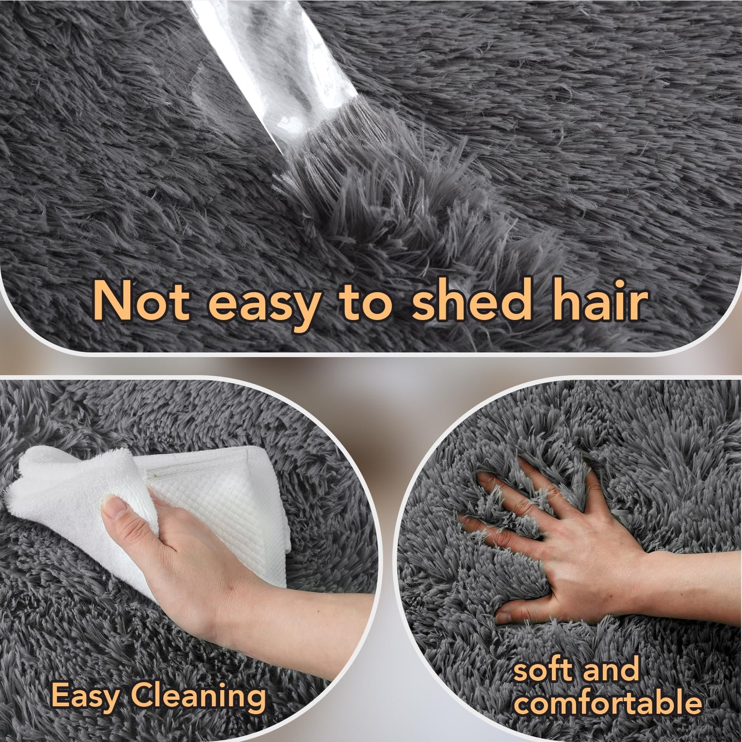 Fluffy 8x10 Area Rug Living Room: Shag Grey Area Rugs for Bedroom- Large Plush Soft Gray Rugs for Living Room- Fuzzy Modern Carpets for Bedroom, Kids Room Decor (Grey, 8x10Feet