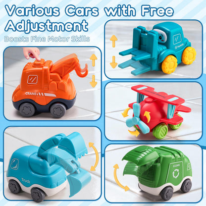 ALASOU 8 PCS Baby Cranes Car Toys for 1 Year Old Boy with Playmat/Storage Bag|1st Birthday Gift for Toddler Toys 1-2|Baby Toys 1 Year Old Boy Gifts for Infant 12 18 Months