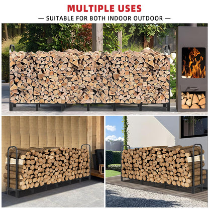 Kendane 8FT Firewood Rack Outdoor, Heavy Duty Adjustable Firewood log Storage & Holder, Wood Pile Lumber Storage Rack Stacking Outside for Courtyard Patio.