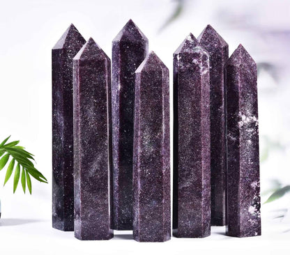AMOYSTONE Large Lepidolite Stone Wand Healing Crystal Obelisk Tower 6 Faceted Column Reiki Chakra Meditation Therapy 2.2-2.6 LBS