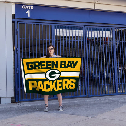 Rico Industries NFL Football Green Bay Packers Bold 3' x 5' Banner Flag Single Sided - Indoor or Outdoor - Home Décor