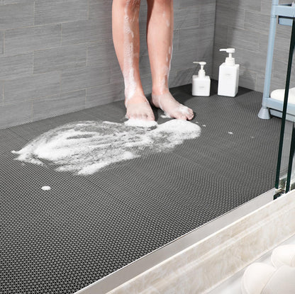 WLWLEO Pool Non Slip Mat Bathroom Anti-Fatigue PVC Rugs 3x20 Ft Heavy Duty Drainage Anti Slip Floor Mats for Commercial Restaurant Kitchen Washroom Sauna SPA Garage Entrance Warehouse,Gray/Grey,0.9×6M
