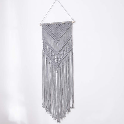 laddawan Macrame Wall Hanging Cotton Rope Wall Art Woven Tapestry Boho Chic Wall Decoration (Light Grey)