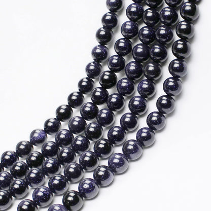 MJDCB Natural Stone Beads Blue Sand Stone Round Loose Beads for Jewelry Making DIY Bracelet Necklace (6mm)