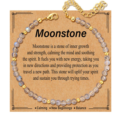 Kenailw Moonstone Bracelet for Women Moon Stone Beads Bracelets Natural Stones Jewelry Gift