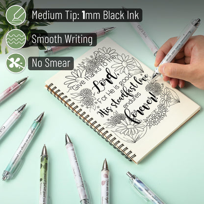 Mr. Pen- Christian Pen Set, 50 Pack, Floral, Black Ink, Bible Verse Pens Bulk, for Women Men