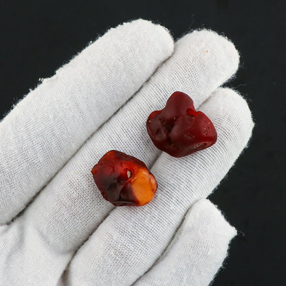 CRYSTALIS (2pcs) Mexican Fire Opal Wholesale Natural Raw Crystals Stones, Loose Bulk Rough Jewelry Making Supply, Chakra Healing, Wire Wrapping, DIY, Cabbing, Tumbling, Collectible Gemstones (10-15mm)
