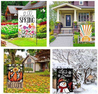 20 Pack Seasonal Garden Flags Set Double Sided 12x18 Inch Small Yard Flags, Holiday Seasonal Garden Flag for Outside Decoration for All Year Round