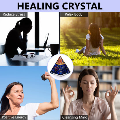 Anaya Agate Crystal Pyramid, Handmade Lapis Lazuli Orgone Pyramid for Positive Energy, Healing Stones for Meditation, Yoga, Orgonite Pyramids for Inner Truth, Life Clarity, Christmas Gifts for Women