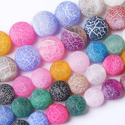 180pcs 4MM Natural Mixed Color Weathered Agate Stone Beads for Jewelry Making Round Gemstone Beads DIY Bracelet Necklace 2 Strands 32"