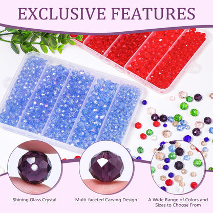 NITOPUPU 850Pcs 4/6/8/10mm Crystal Glass Beads for Jewelry Making Faceted Rondelle Flat Beads for Bracelets Necklace Earrings DIY Crafts(Purple Crystal Bead)