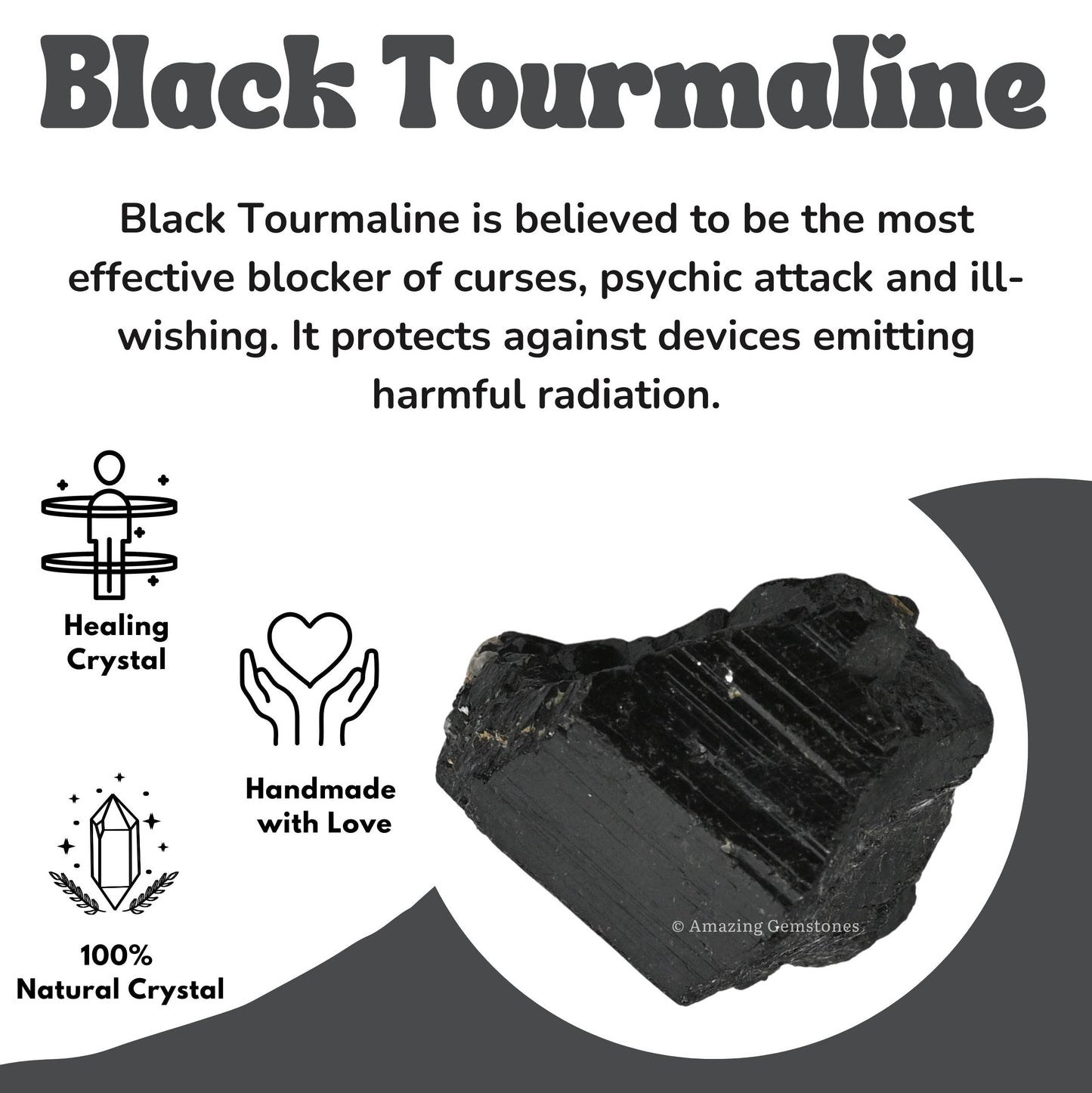 Amazing Gemstone Genuine Black Tourmaline Crystals Stone Raw Protection for Healing, Natural Rocks for Tumbling - Turmalina Negra Original (2 Pieces)