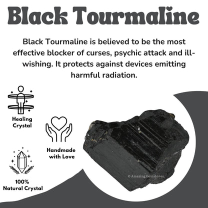 Amazing Gemstone Genuine Black Tourmaline Crystals Stone Raw Protection for Healing, Natural Rocks for Tumbling - Turmalina Negra Original (2 Pieces)
