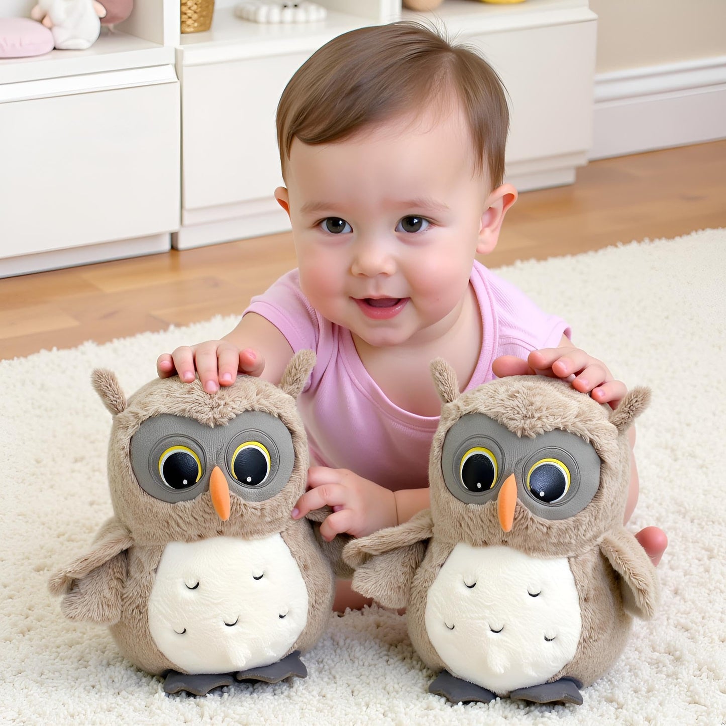 Ryttir 2 Pack 11.7Inch Chubby Small Owl Stuffed Animal, Adventure Stuffed Owl Plush Toy, Brave Boy's and Girl's Room Decor,Funny Owls Gift for Baby Kids Women