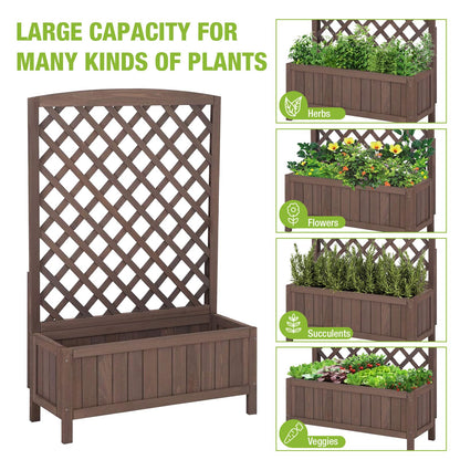 GUTINNEEN Planter Box with Trellis Outdoor Tall Flower Standing Vertical Lattice Frames for Climbing Plants Large Bottom Space for Patio Garden Flower Bed