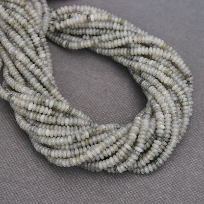 BONNY BOXX 1 Strand (150PCs) Natural 2 * 4mm Grey Labradorite Rondelle Beads, Natural Abacus Disk Stone Beads Loose Spacer Gemstone for DIY Bracelet Necklace Jewelry Making