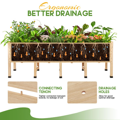 AMERLIFE 7x2 Ft Raised Garden Bed with Legs and Drainage Holes, 16 Inch Deep Elevated Wood Planter Box for Vegetables, Flowers, Herbs, Balcony, Patio, Backyard