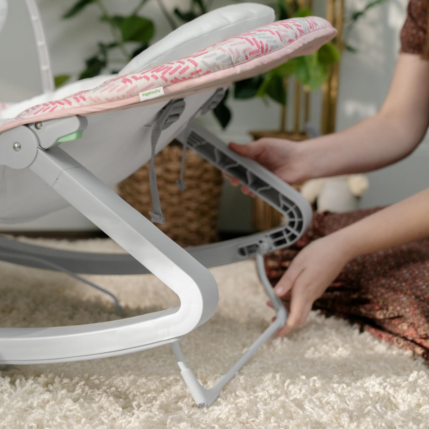 Ingenuity Keep Cozy 3-in-1 Grow with Me Vibrating Baby Bouncer Seat & Infant to Toddler Rocker, 0-30 Months Up to 40 lbs (Pink Lily)