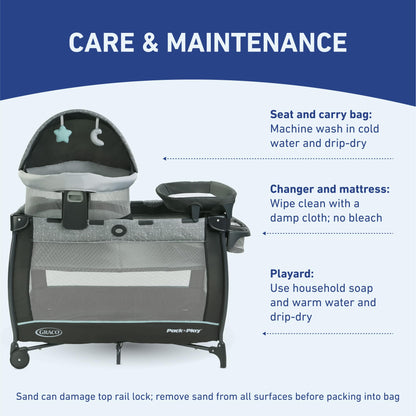 Graco® Pack n Play Dome LX Playard with Baby Bassinet Lightweight Portable Crib Push-Button Fold Travel Crib Redmond Convertible