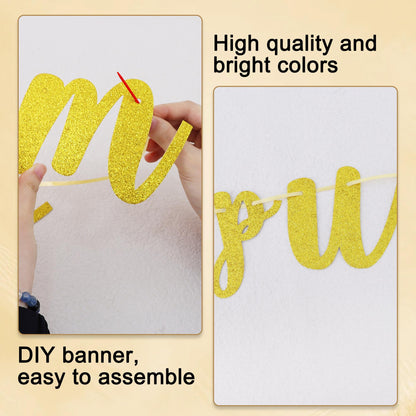 BEISHIDA Glitter Gold 116 PCS A-Z DIY Letter Banner Kit Make Your Own Banner，Including 111 Letters and Numbers 3 Rope and 2 Threading Device,Customized for Birthday Graduation Wedding Party Decor
