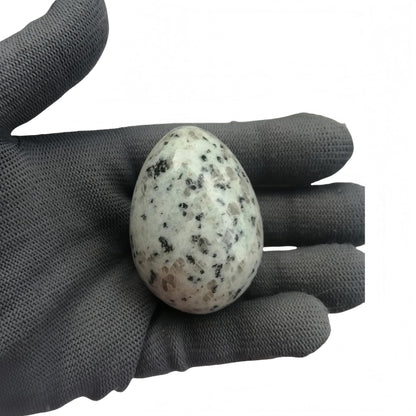 Sunshcat Natural Sesame Jasper Egg Shaped Meditation Chakra and Home Decor Balance Crystals and Healing Stones Statue Set,35 * 50mm Easter and Thanksgiving Gift,with Wooden Bracket