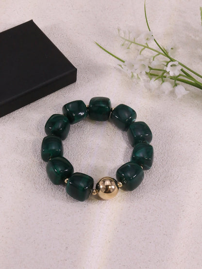 Sidlens Green Beaded Bracelets for Women Trendy Chunky Bracelet Beaded Boho Jewelry Summer Bracelets Statement Bracelet Vacation Beach Accessories