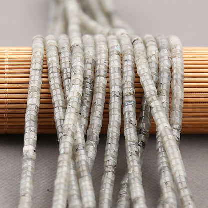 150PCs Natural White Labradorite Spacer Beads, Loose Semi Precious Flat Round Gemstone Heishi Disc Stone Beads for Beading Jewelry Making 4mm*2mm 38cm