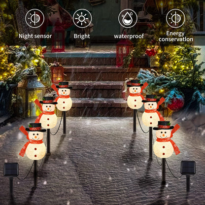 LIGHTSHINE 3PCS Snowman Shape Solar Christmas Lights Decorations, Solar Landscape Pathway Stakes Lights, Outdoor Christmas Decor for Garden, Yard, Patio, Porch (Warm White)