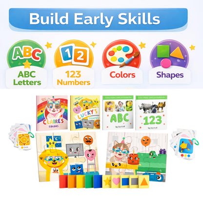 Preschool Montessori Learning Kit With Busy Book For Toddlers 1-3- Baby Flash Cards - Quiet Activity Books - Puzzles Ages 2-4 - Flashcards 3-5 Years - 1 Year Old Boy Gifts -1st Birthday Toys For Girls