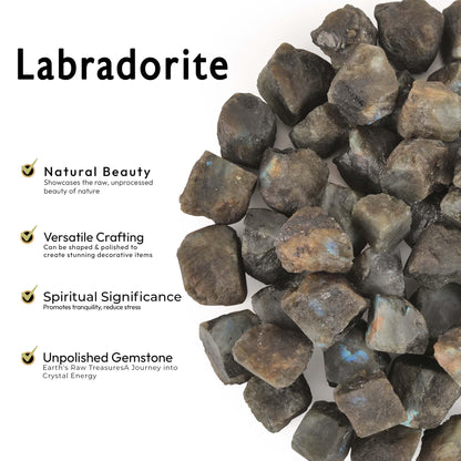 Labradorite Crystal, Healing Crystals and Healing Stones, Raw Crystals, Gem Stones Rocks for Tumbling, Raw Gemstones (1 Lb)