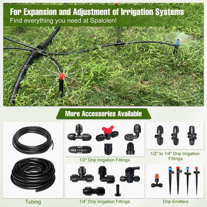 6 Pack 1/2'' to 1/4'' Drip Irrigation Fittings, Push-to-Connect 4 Way Drip Irrigation Part Barbed Tee Connectors, Anti-Leak Locked Splitter Fitting for 1/2" Irrigation Tubing (0.6''-0.67''OD)