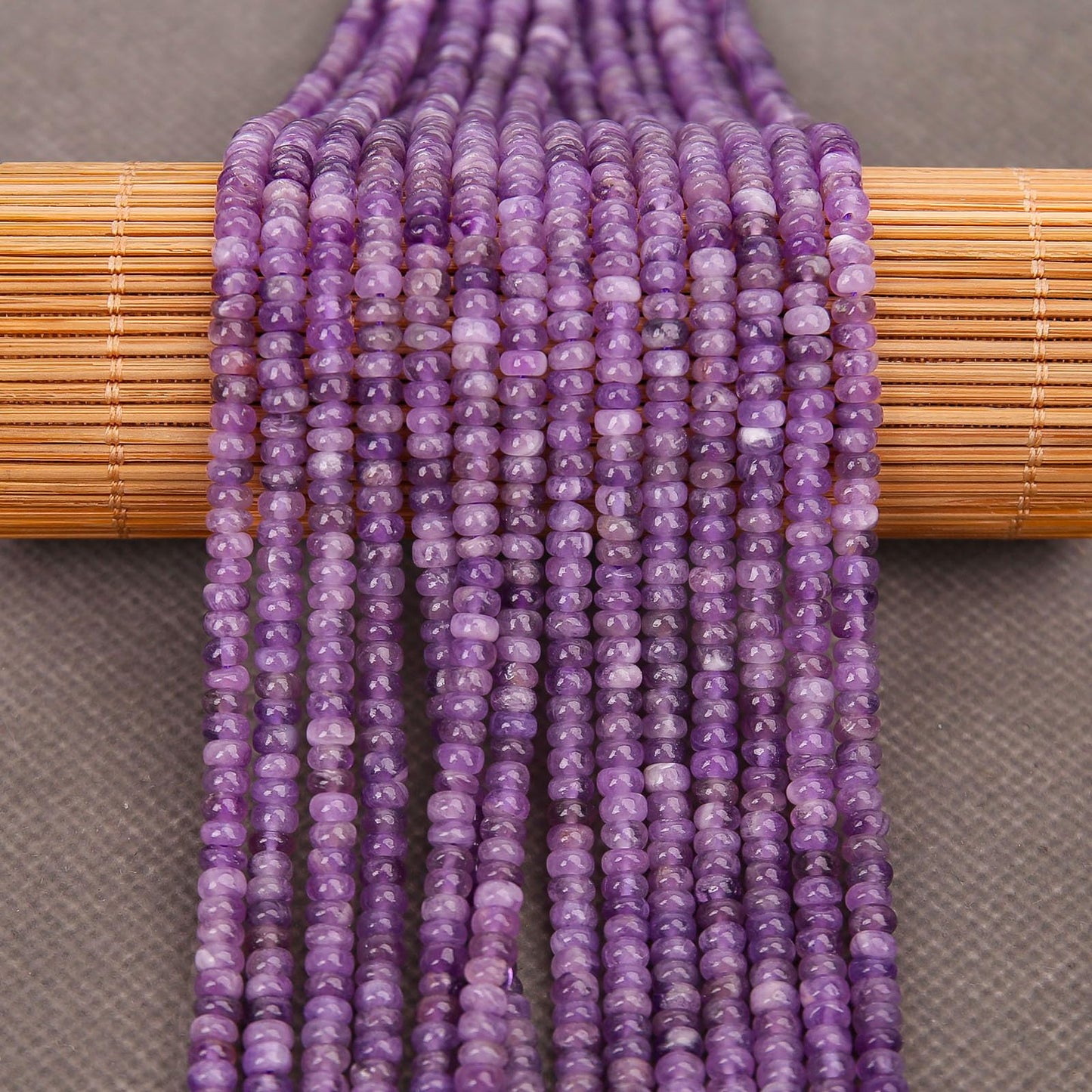 BONNY BOXX 1 Strand (150PCs) Natural 2 * 4mm Amethyst Rondelle Beads, Natural Abacus Disk Stone Beads Loose Spacer Gemstone for DIY Bracelet Necklace Jewelry Making