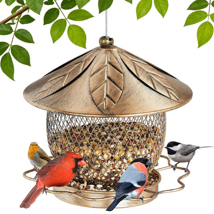 MYITYARD Bird Feeder for Outdoors Hanging, Heavy Duty Metal Wild Bird Feeders, 3 lbs Seed Feeder for Outside Garden Yard Decor, Attracting Cardinals Bluebird