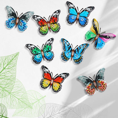 Jetec 8 Pcs Metal Butterfly Wall Decor 6.5 Inch Outdoor Butterflies Wall Art Sculpture 3D Butterfly Hanging Decoration for Spring Outside Fence Garden Yard Home Patio Balcony(Stylish Style)