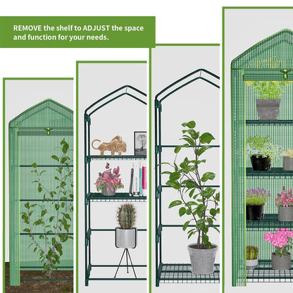Kelived 4 Tier Mini Greenhouse - Portable Indoor Outdoor Green House with 24lbs Per Shelf, Durable PE Cover & Tool-Free Assembly for Garden Balcony Patio Backyard