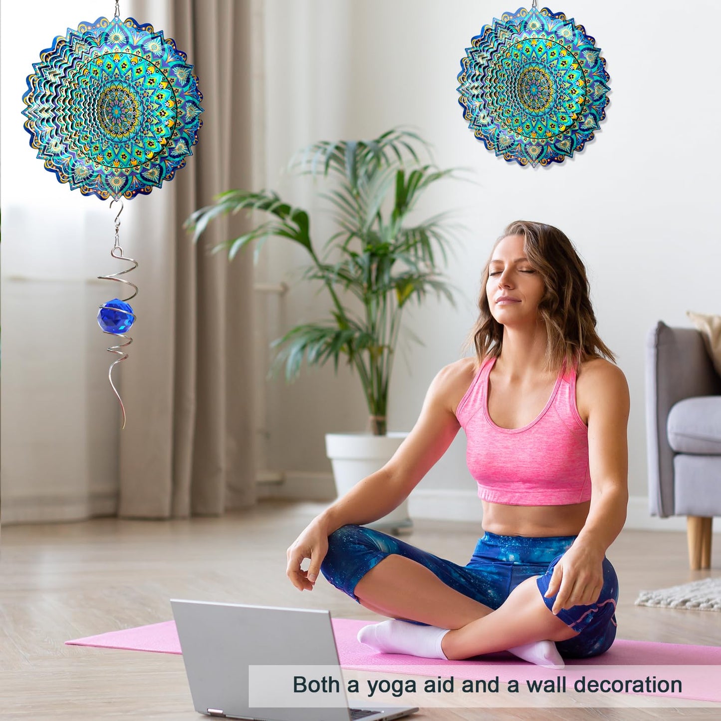 Eiryhope Wind Spinner Mandala Peacock - 12In Laser Cut Stainless Steel Wind Spinners Outdoor, 3D Kinetic Hanging Sculpture, Rustproof Metal Garden Decor Yard Art, Unique Gift for Women, Men, Holidays