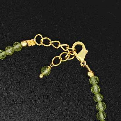 Gempires Natural Peridot Beaded Bracelet August Birthstone Crystal Jewelry Hypoallergenic 8 Inch Gold Plated Green Gemstone Dainty Bracelets For Women