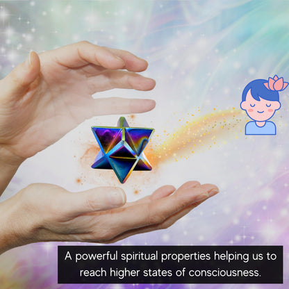 Amazing Gemstone Titanium Aura Quartz Merkaba Crystal - 1 Inches Metaphysical Merkaba Star for Meditation - Energetic Tetrahedron Crystal and Healing Stones and Healing (20-25mm)