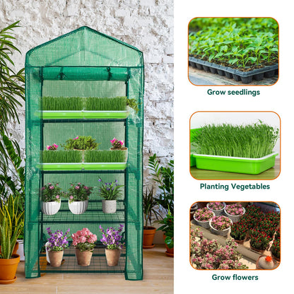 Mini Greenhouse for Outdoor Indoor,4 Tier Small Portable Green Houses with Improved PE Cover,Roll-up Zipper Warm House,Grow House for Seedling and Plant Growing (64x27x20inch),Green