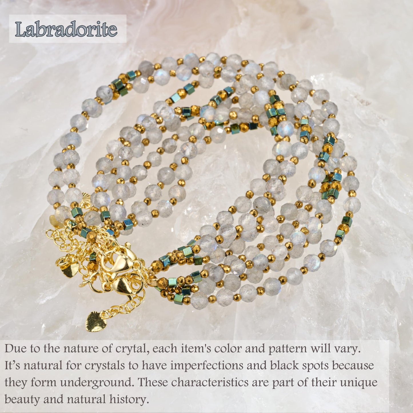 Farfume labradorite - White Labradorite- Resilience - Crystal Beaded Bracelets, Chakra 4mm Natural Stone Beads Bracelets, Gemstone Spiritual Jewelry Gifts for Mother's Day