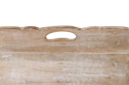 Hand Carved Solid Wood Serving Tray - Decorative Breakfast Tray with Handles - Rustic Food Tray with Intricate Detail - Unique Furnishing Accent - White Wash - 17 x 13 x 2.75 Inches - COTTON CRAFT