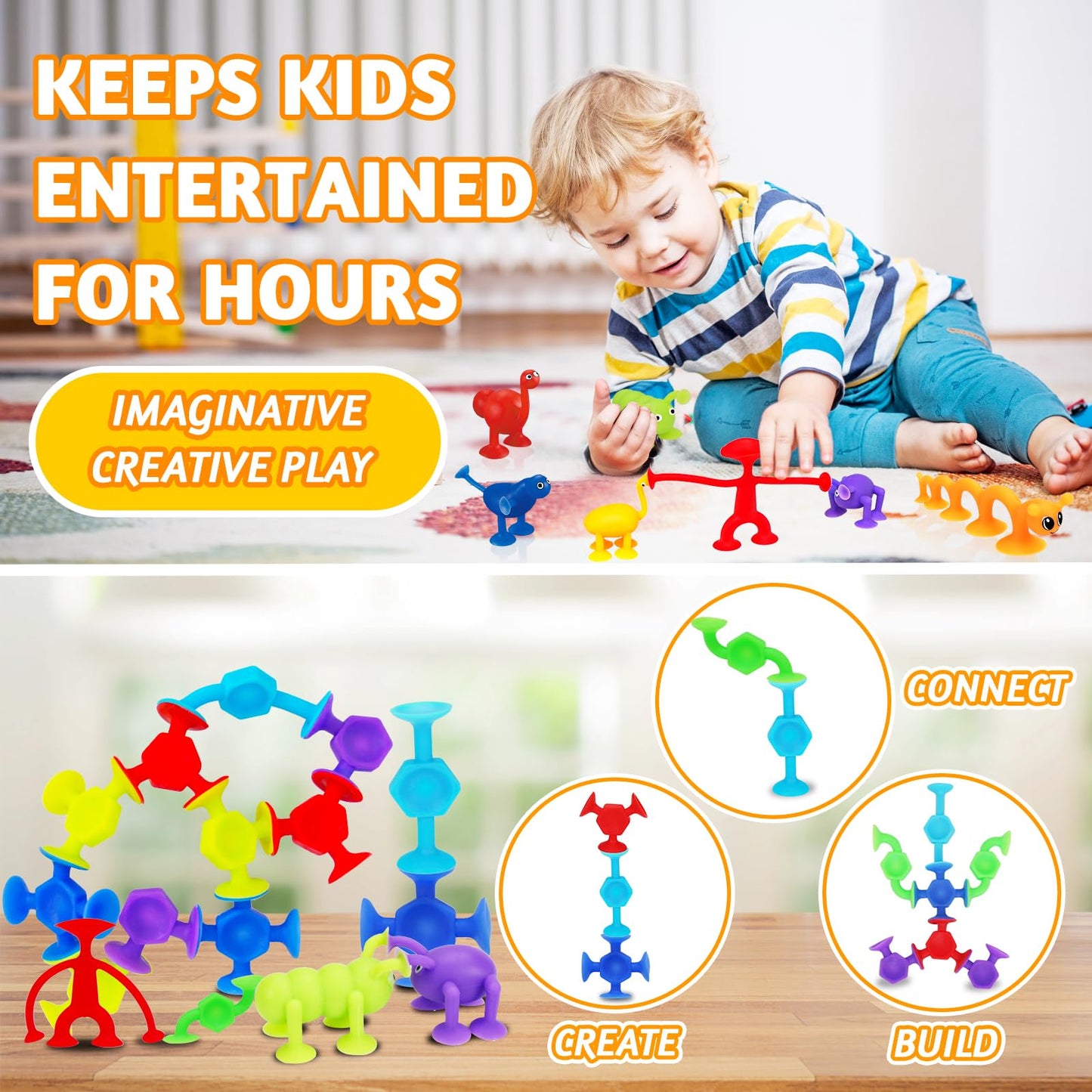 32Pcs Bath Toys for Kids Ages 3-5 4-8, No Hole Mold Free Baby Suction Cup Animals Water Toys, Mini Toddler Sensory Fidget Party Favors, Airplane Car Window Travel Road Trip Essentials 3 4 5 6 Year Old