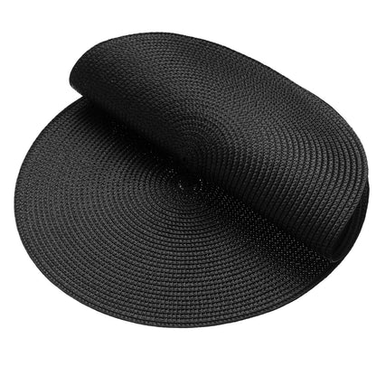 AHHFSMEI Round Placemats Set of 4 Heat Resistant Washable Non-Slip Woven Braided Table Mats for Dining Table Kitchen & Home Decor (Black,4)