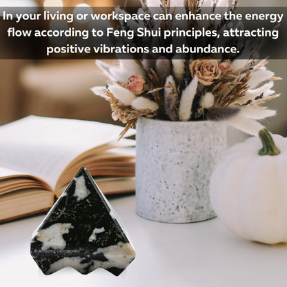 Amazing Gemstone Black & White Tourmaline Crystal with 9 Pyramid Plate Bottom - 1" Mini Pyramid Figurine of Natural Stone Pyramid for Meditation, Reiki, Chakra Balancing Vastu Pooja & Crystal Grids